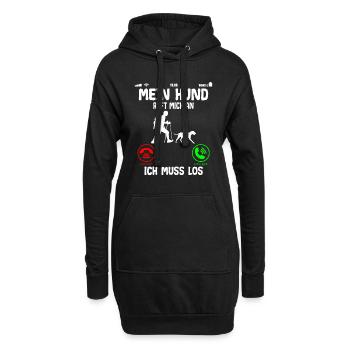 Wandern mit Hund ruft an Spruch Lustig - Hoodie-Kleid - Schwarz - Vorne