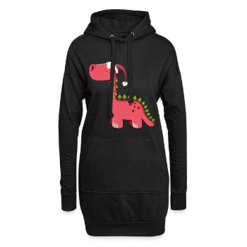 Le doux Noël Dino - Noël - Cadeau - Sweat-shirt à capuche long Femme - noir - Devant