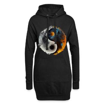 Von der Natur inspiriertes Yin und Yang - Feuer - Hoodie-Kleid - Schwarz - Vorne