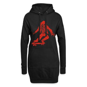 Squelette rouge en skateboard - Sweat-shirt à capuche long Femme - noir - Devant