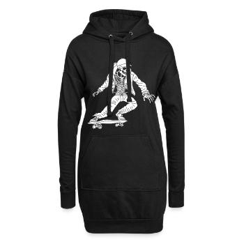 Squelette blanc en skateboard - Sweat-shirt à capuche long Femme - noir - Devant