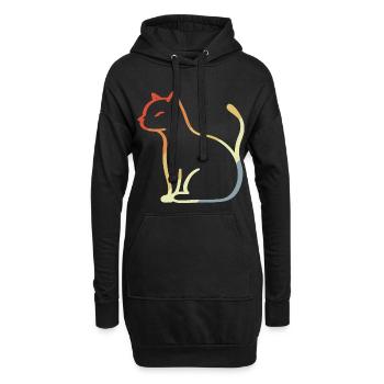 Katze Vintage - Hoodie-Kleid - Schwarz - Vorne