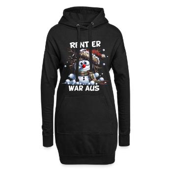 Rentier war aus Schneemann Chaos Weihnacht - Hoodie-Kleid - Schwarz - Vorne