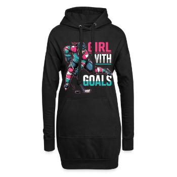 Fille Avec Des Buts Hockey Femme - Sweat-shirt à capuche long Femme - noir - Devant