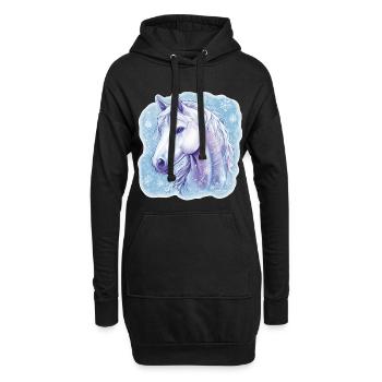 Flocons de neige de cheval - Sweat-shirt à capuche long Femme - noir - Devant