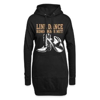 Line Dance Komm mach mit! Cowboyhut Westernstiefel - Hoodie-Kleid - Schwarz - Vorne