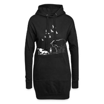 Agneaux imbolc avec bougies et pigeons volants - Sweat-shirt à capuche long Femme - noir - Devant