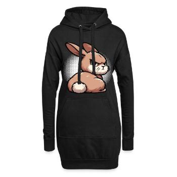Kaninchen Hase Hasen langohr Klopfer Rammler - Hoodie-Kleid - Schwarz - Vorne