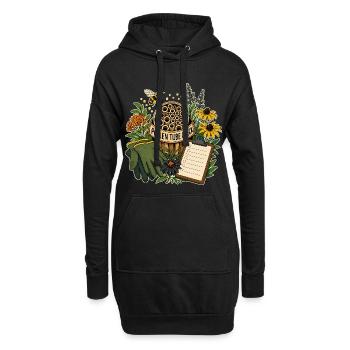 POLLEN TUBE CHECK Pflanzen - Hoodie-Kleid - Schwarz - Vorne