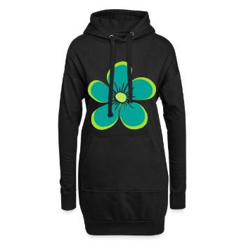 Fleur verte, fleur, floral, motif floral, floral - Sweat-shirt à capuche long Femme - noir - Devant