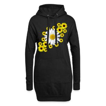 Margerite mit Sonnenblumen Blumenmuster Blüte - Hoodie-Kleid - Schwarz - Vorne