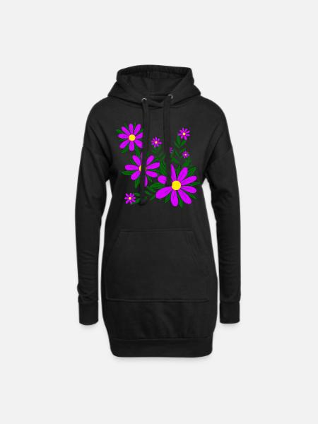 Blütenmuster Blumenranke Margerite Blüte floral - Hoodie-Kleid - Schwarz