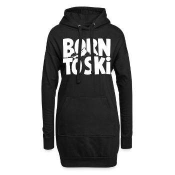 Born To Ski Skifahrer Skifahren Wintersport - Hoodie-Kleid - Schwarz - Vorne