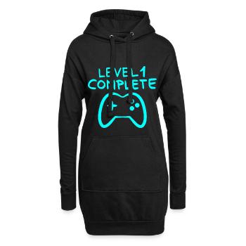 Level 1 complete 1 Geburtstag Spielkonsole - Hoodie-Kleid - Schwarz - Vorne