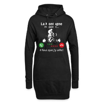 T-shirt vélo la montagne m'appelle Cadeau vtt - Sweat-shirt à capuche long Femme - noir - Devant
