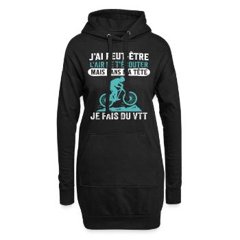 je fais du vtt cadeau vélo tout-terrain - Sweat-shirt à capuche long Femme - noir - Devant