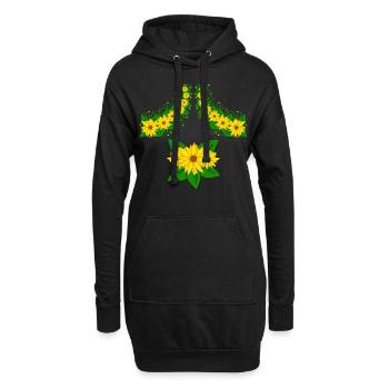 Fleur de tournesol Fleur de vigne motif floral jaune - Sweat-shirt à capuche long Femme - noir - Devant