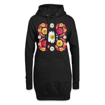 Zinnien Margerite Blumenmuster Zinnie Blüte floral - Hoodie-Kleid - Schwarz - Vorne