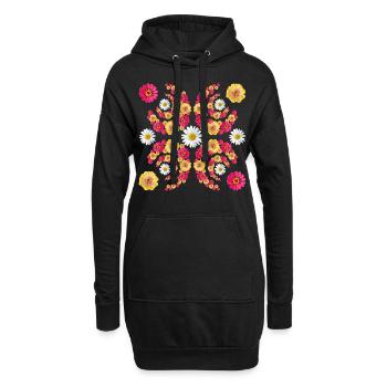 Zinnia daisy floral pattern floral zinnias blossom - Hoodie Dress - black - Front