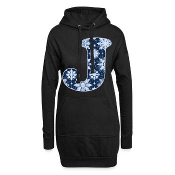Lettre J Flocons de neige - Sweat-shirt à capuche long Femme - noir - Devant