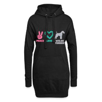 Welsh Terrier Chien Mama Paix Amour Dire - Sweat-shirt à capuche long Femme - noir - Devant