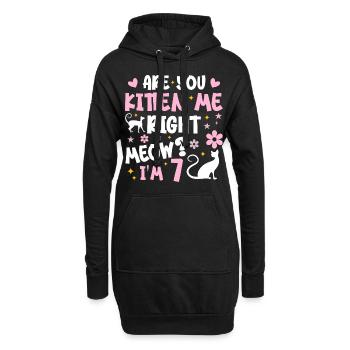 Ich bin 7 Jahre alt | Miau 7 Jahre Jubiläum Geschenk - Hoodie-Kleid - Schwarz - Vorne