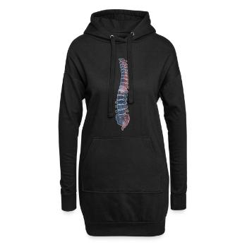 Anatomie de la colonne vertébrale Physiothérapie aquarelle - Sweat-shirt à capuche long Femme - noir - Devant