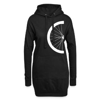 demi pneu de bicyclette - Sweat-shirt à capuche long Femme - noir - Devant