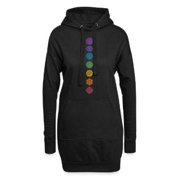 Regenbogen Chakra Yoga Meditation Sommer Festival - Hoodie-Kleid - Schwarz - Vorne