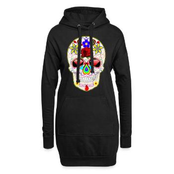 mexikanischer Schädel - Hoodie-Kleid - Schwarz - Vorne