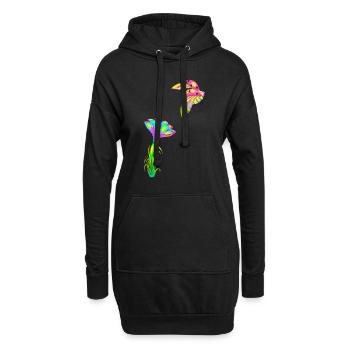 Coccinelle fleur dessinés à la main - Sweat-shirt à capuche long Femme - noir - Devant