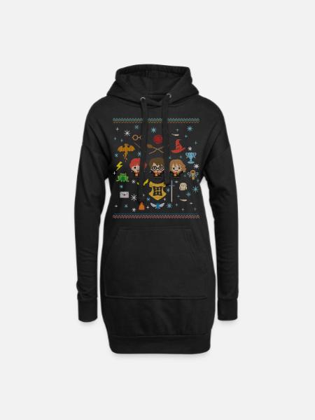Harry Potter Ugly Christmas Chibi Design - Hoodie-Kleid - Schwarz
