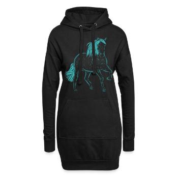 Pferd - Hoodie-Kleid - Schwarz - Vorne