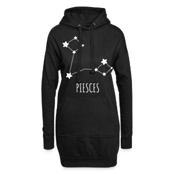 signe astrologique poisson - Sweat-shirt à capuche long Femme - noir - Devant