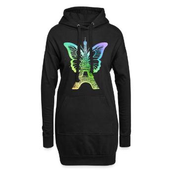 Paris France City Skyline Tour Eiffel Art - Sweat-shirt à capuche long Femme - noir - Devant