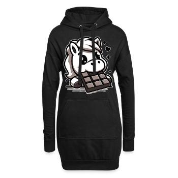 Cheval mignon et chocolat - Sweat-shirt à capuche long Femme - noir - Devant