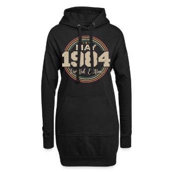 Mai 1984 Vintage Nées En Mai 1984 Anniversaire - Sweat-shirt à capuche long Femme - noir - Devant