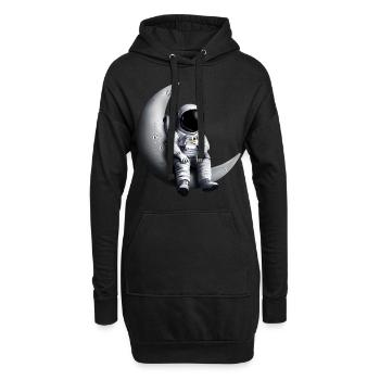 Astronaut im Halbmond - Hoodie-Kleid - Schwarz - Vorne