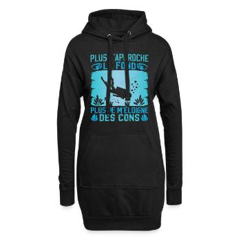 Plus j'approche le fond plus je m'éloigne des cons - Sweat-shirt à capuche long Femme - noir - Devant