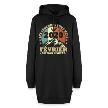 Les légendes sont nées en Février 2020 Vintage - Sweat-shirt à capuche long Femme - noir - Devant
