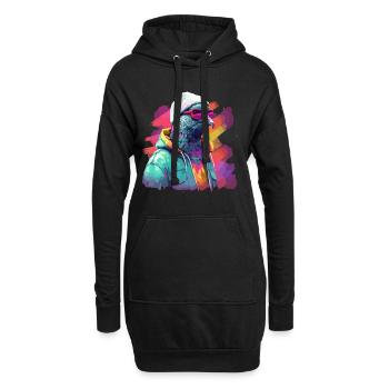 Taube mit Sonnenbrille Bunt Coole Tauben Vogel - Hoodie-Kleid - Schwarz - Vorne