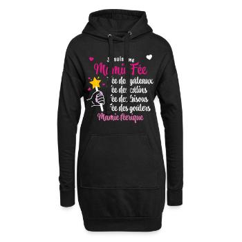Mamie fée Cadeau Drôle Grand-mère Qui Déchire - Sweat-shirt à capuche long Femme - noir - Devant