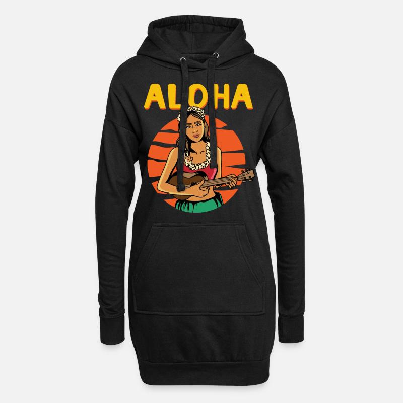 Aloha Vintage Hula Mädchen - Hoodie-Kleid - Schwarz
