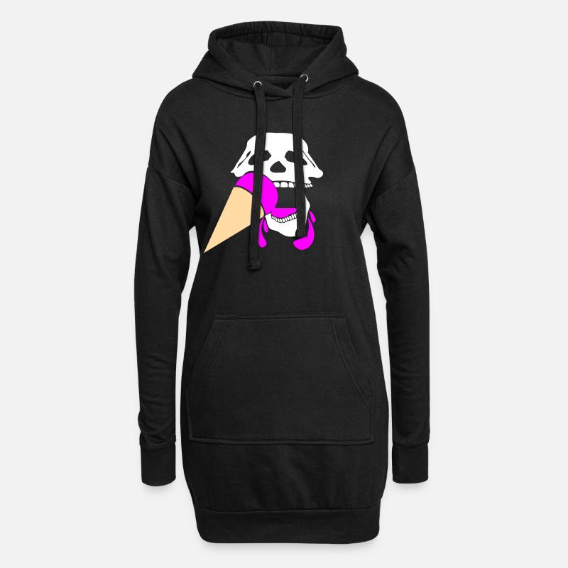 Crâne avec de la crème glacée - Sweat-shirt à capuche long Femme - noir
