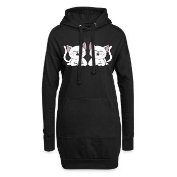 Süße weiße Katzen Katzenbesitzerin Kätzchen Katze - Hoodie-Kleid - Schwarz - Vorne