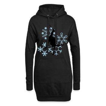 Skier mit Schneeflocken - Hoodie-Kleid - Schwarz - Vorne