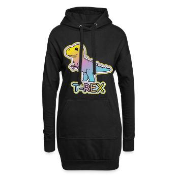 Pastel T-Rex Cartoon Design - Sweat-shirt à capuche long Femme - noir - Devant