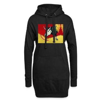 Taureau de Camargue style peinture naïve - Sweat-shirt à capuche long Femme - noir - Devant