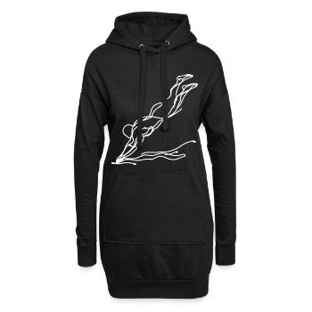 Schwimmer Mädchen Skizze - Hoodie-Kleid - Schwarz - Vorne