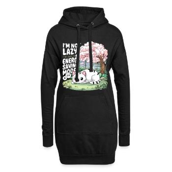Not lazy - Energy Saving Kitty - Hoodie Dress - black - Front